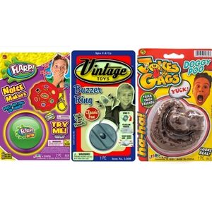 NEW Prank Gag Gift Toys Shock Ring Fake Poop Noise Maker Set of 3 Joke Items